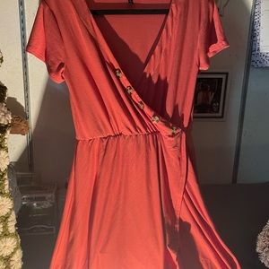 Peach wrap dress large
